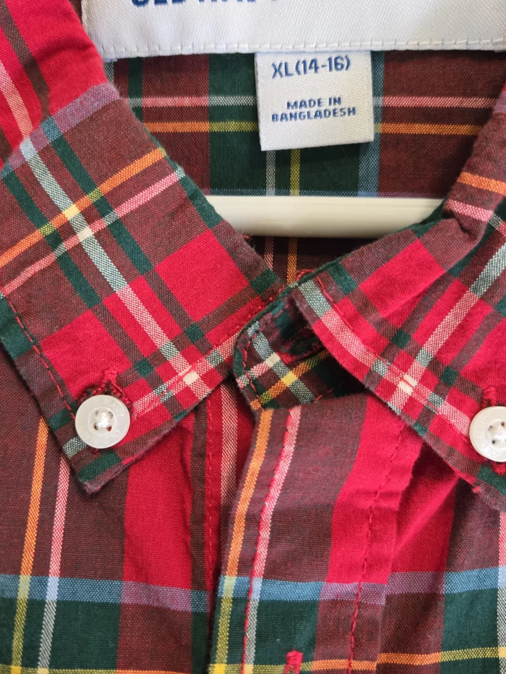 Old Navy Boys Red Plaid Button Down With Gray Karate Slim Jeans